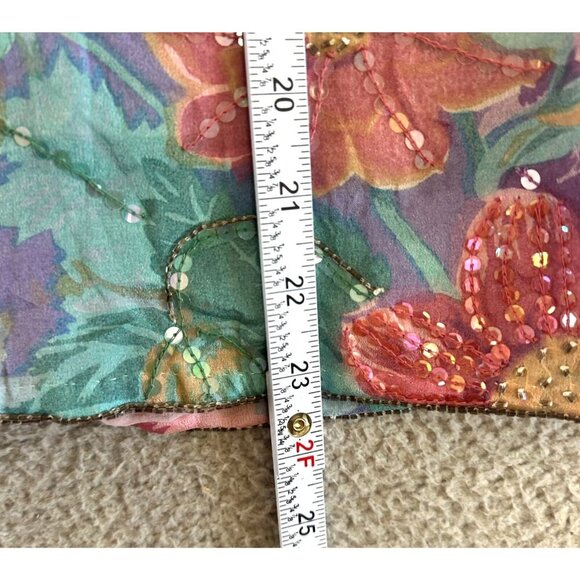 Vintage Judith Ann Creations Silk Beaded Blouse Sequin Pastels Flutter - Picture 4 of 16
